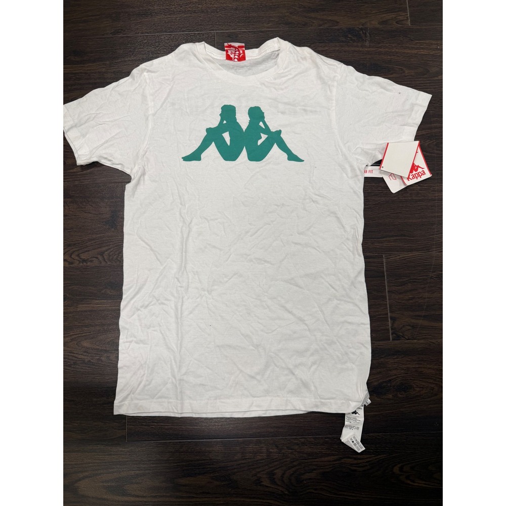 Kappa Like No Other Logo T-Shirt Men's Small White Green Graphic Tee NWT